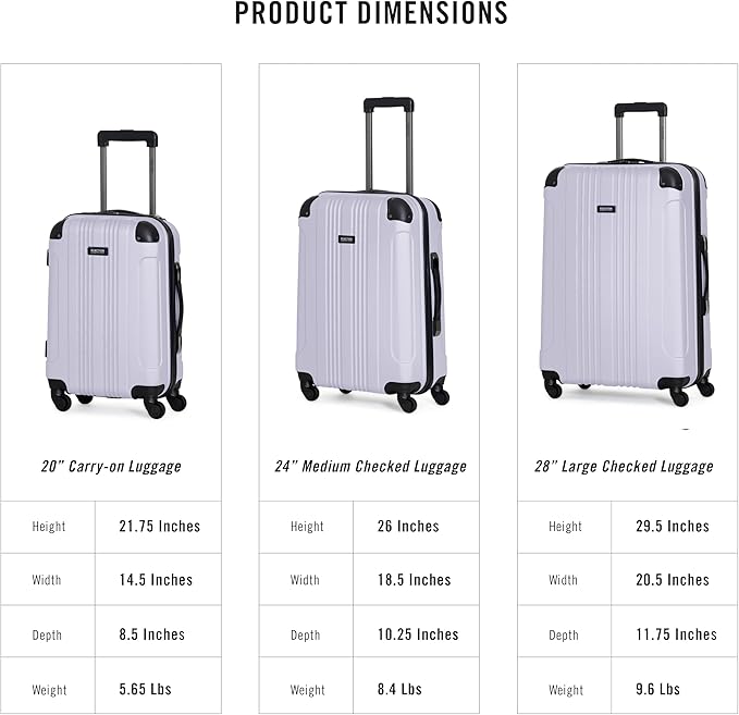 Kenneth Cole REACTION Bounds Lightweight Hardshell 4-Wheel Spinner Luggage, Lavender, 2-Piece Set (20" & 28")