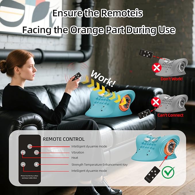 Neck Massager Pillow, Portable Neck Stretcher with Heat, 3 Adjustable Modes for Deep Tissue Pain Relief, 26° Angle Cervical Traction Device for Shoulder, Back