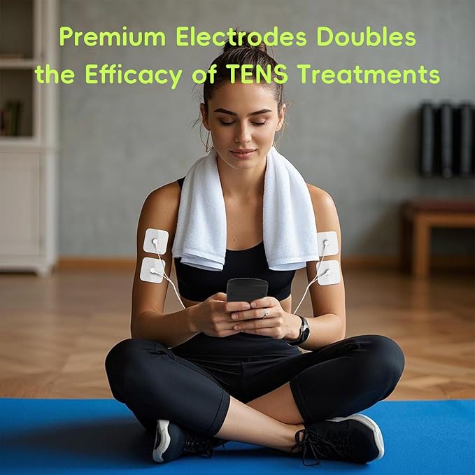 20 Pack TENS Unit Electrode Pads + 1/4 Wire Cable Combination Set. Reusable Premium Hydrogel Self-Adhesive Replacement Pads, Compatible with Belifu, AVCOO, NURSAL, TENS 7000, AUVON, Neocarbon (White)