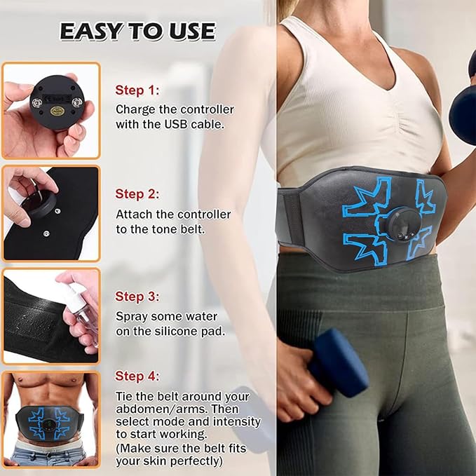 ABS Stimulator Abdominal, MHD TENS EMS Muscle Stimulator for Muscle Conditioning, Ideal for Core Strength and Abs/Arms/Legs Fitness Training at Home or Gym