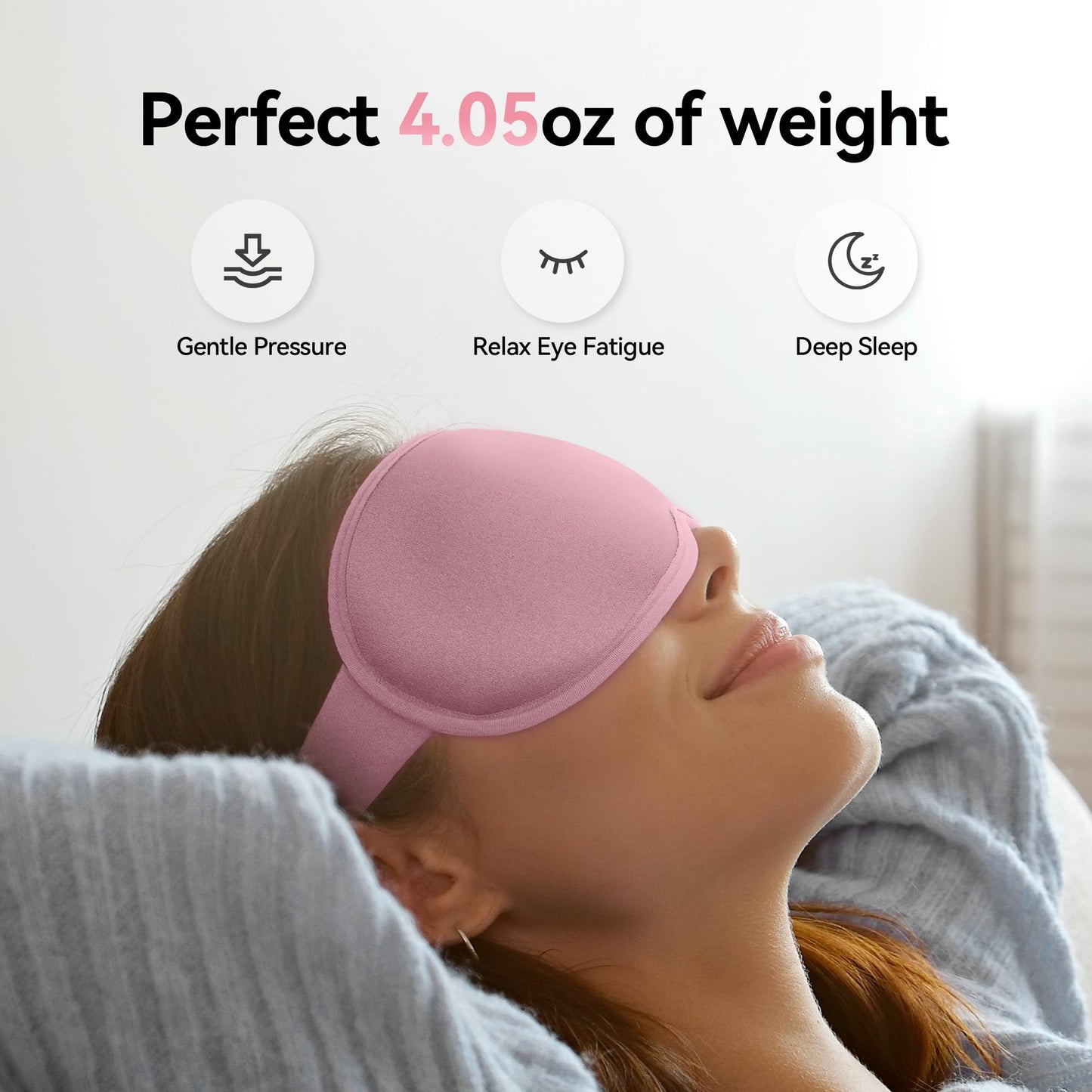 Weighted Eye Masks for Sleep Women: 3D Contoured Blackout Sleep Mask with Zero Pressure, Eyelash Friendly & Comfortable Blindfold for Airplane Travel, Night Shift Nures, Yoga & Thoughtful Gift, Pink