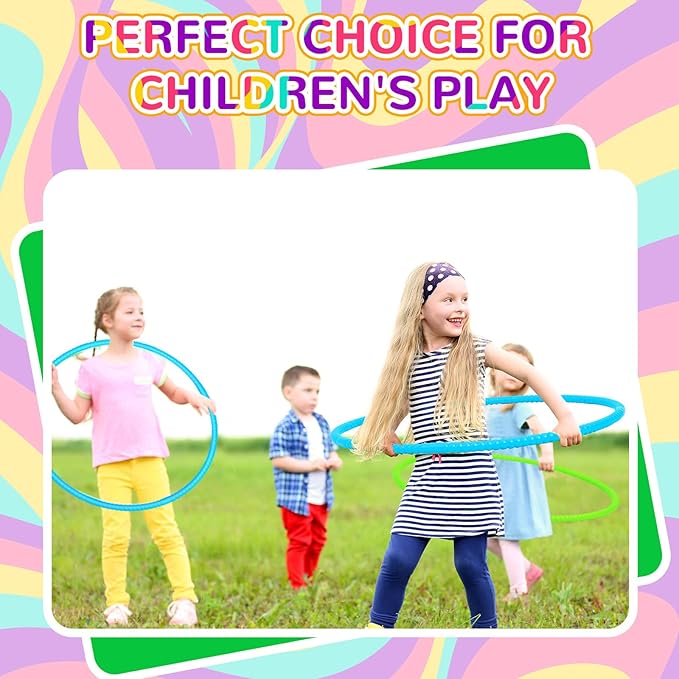 6 Pcs Exercise Hoop Detachable Fitness Rings Adjustable Plastic Toy Fitness Hoop Playground Toys Colored Circles for Teens Games Gymnastics Agility, 28 Inch(Green,Blue)