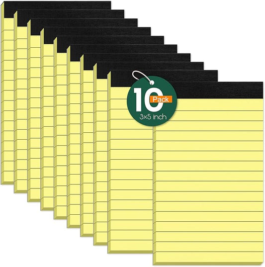 10 Pack Note Pads 3 x 5 Notepads, Small Notepad Pocket Size Notebook Scratch Paper Pads Narrow Ruled, 3x5'' Memo Pad Note Pads of Lined Paper Notepad To-Do Small Writing Pad for Lists Work Home Office