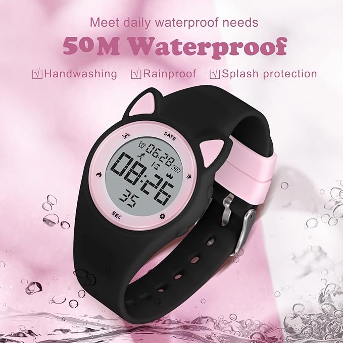 Kids Watches for Girls Boys Digital Sport Watch with Step Counter Pedometer Vibration Alarm Clock, No App Waterproof Fitness Tracker Kids Watch Boys Girls Teens Students Ages 5-16