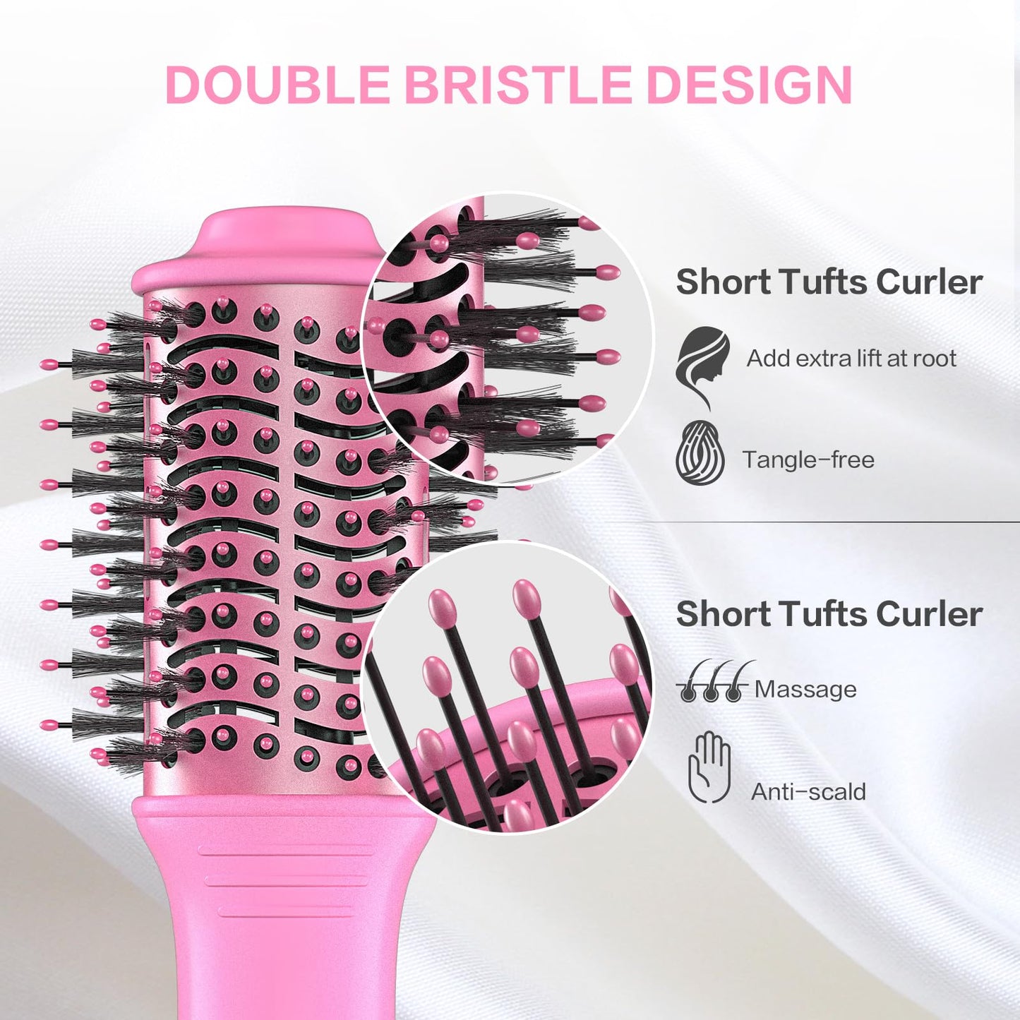 Dan Technology Blow Dryer Brush Hair Dryer Brush Hot Air Blowout Brush 120V 3 Speeds Oval Shape Volumizer Straightener Brush Faster Drying Mini Size Lightweight (Pink)