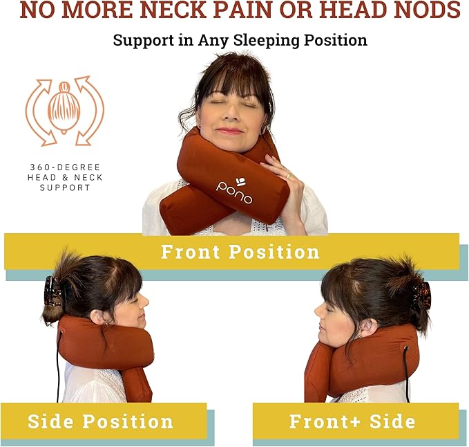 Pono Neck Cradle Travel Pillow (Patented): Memory Foam, Ergonomic 360° Adjustable Support, Prevents Head Nods. Infinity Shape Fits All Adults. Foldable Design for Easy Portability (Twilight Slate)