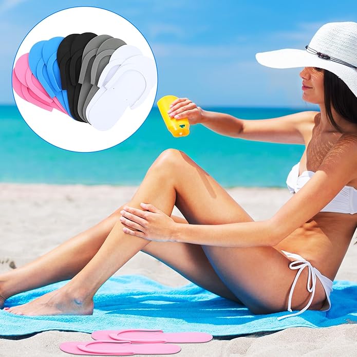 Janmercy 90 Pairs Pedicure Slippers for Guests Foam Disposable Flip Flops Pedicure Shoes Sandals Bulk for Women Spa Party Supplies, 6 Colors, 4. 53 x 10. 43 Inches