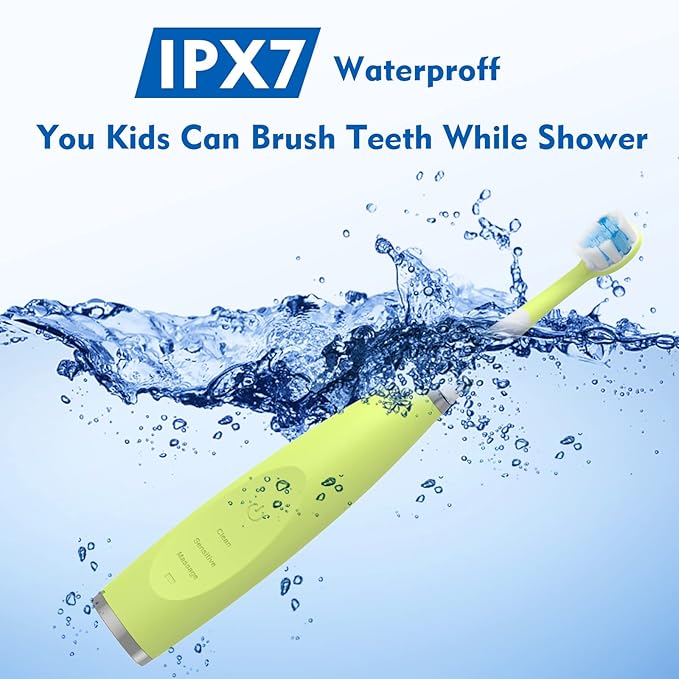 Kids Electric Toothbrushes Sonic Rechargeable Tooth Brush Gifts for Boys and Girls Smart Timer Power Toothbrush - Blue 3 4 5 6 7 8 9 10 11 12 (Blue)