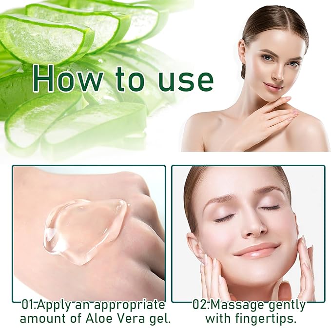 2PCS Aloe Vera Gel for Face & Body,Hydrating Travel Size Pure Aloe Vera Gel Face Moisturizer for All Skin Type,No-sticky Long Lasting Refreshing Moisturizing Fast Absorbing Aloe Cream Gel,8.81 oz