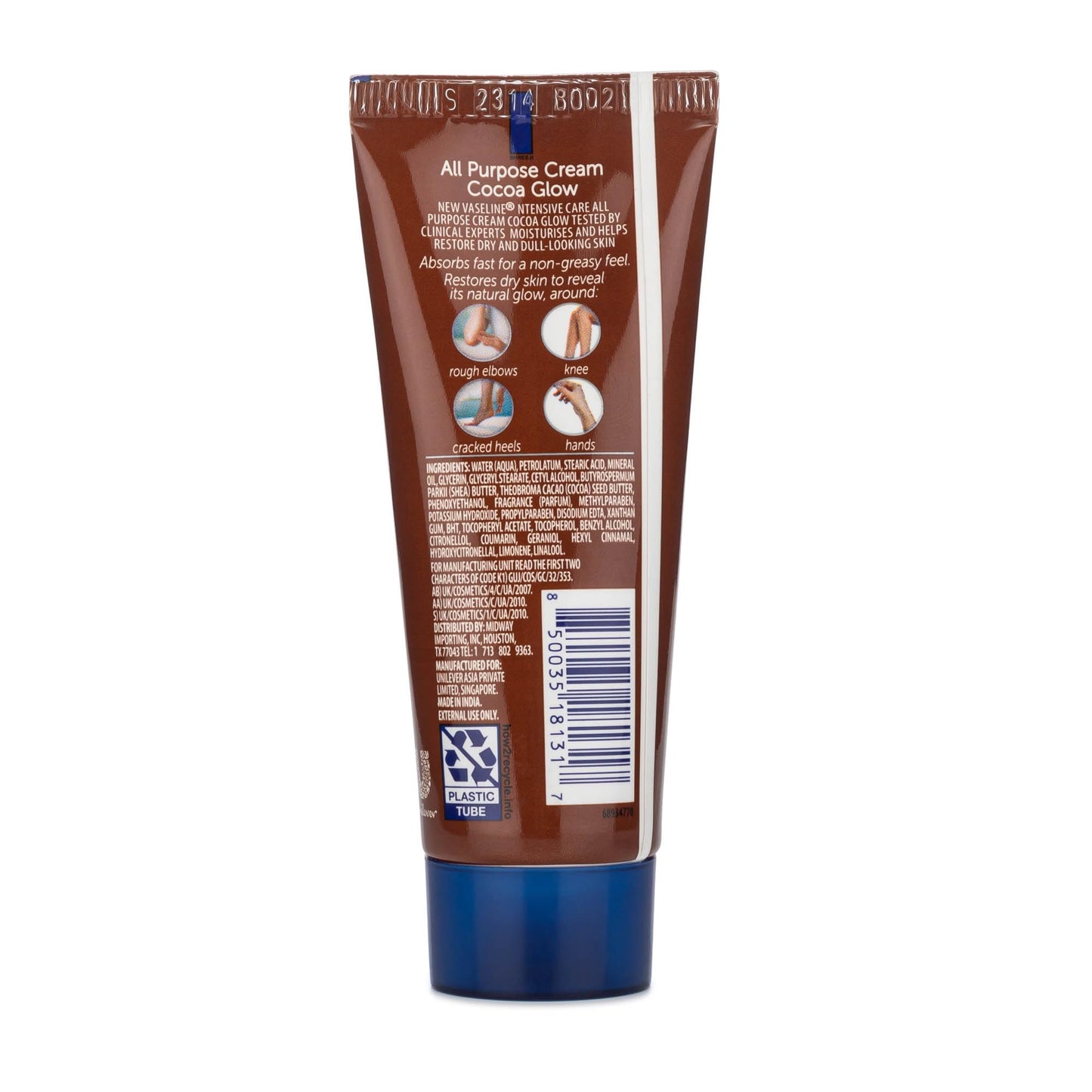 Vaseline All Purpose Cream Cocoa Glow, with Pure Cocoa Butter, 6-Pack, 1.41 FL Oz Each, 6 Tubes