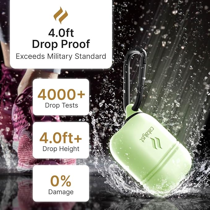 Catalyst Waterproof Case for AirPods 2nd Generation and AirPods 1st Generation - Wireless and USB-C Charging High Drop Protection AirPod Gen 2 and Gen 1 Case with Carabiner, One Piece Design