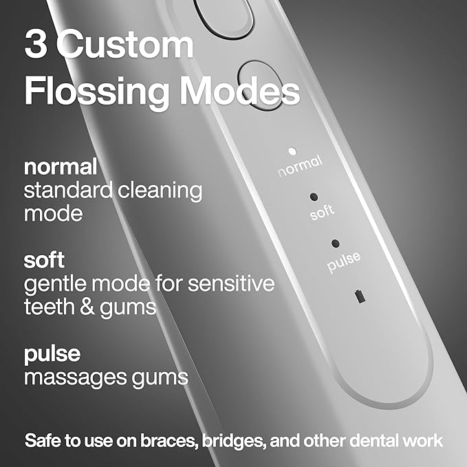AquaSonic Icon Water Flosser for Teeth – Cordless Rechargeable Oral Irrigator – Waterproof, Portable Dental Cleaning with Jet Tip – Braces Home Travel - Stone