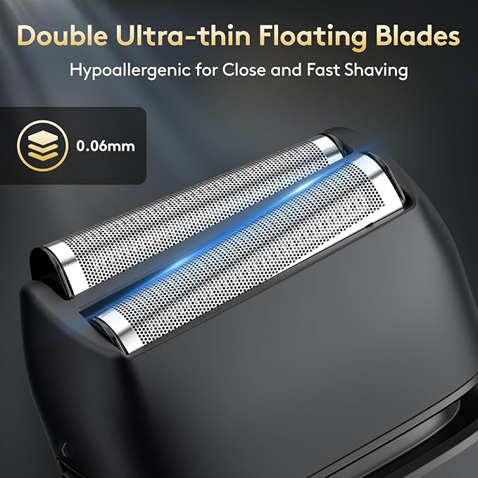 Brightup Foil Shavers for Men - Smooth & Painless Electric Razor for Men with Back Beard Trimmer for Long Thick - Wet Dry Shaving/Travel Lock/LED Display/IPX6 Waterproof