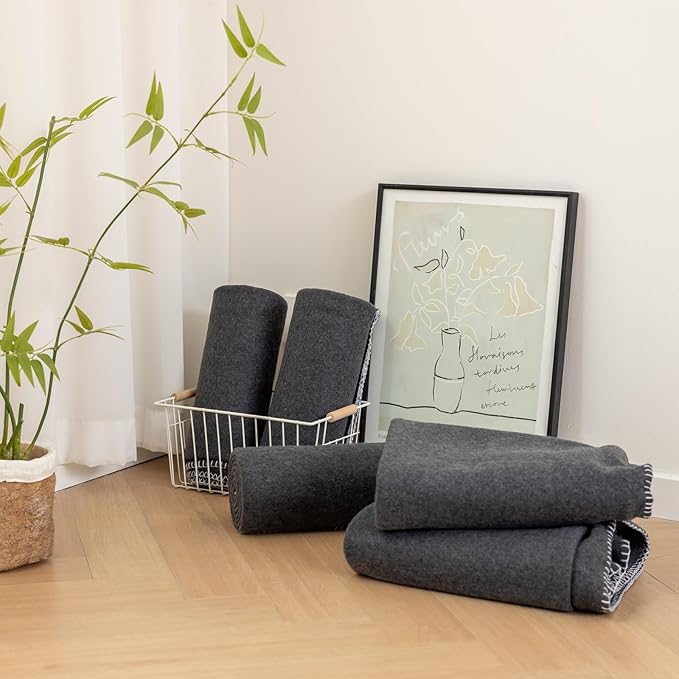 CAI TENG Fleece Blankets Bulk 6 Pack Throw Blanket 50 X 60 inch Lightweight Warm Soft Cozy Pet-Friendly Kids Blanket Solid for Sofa Bed Wedding Yard Dark Grey Melange