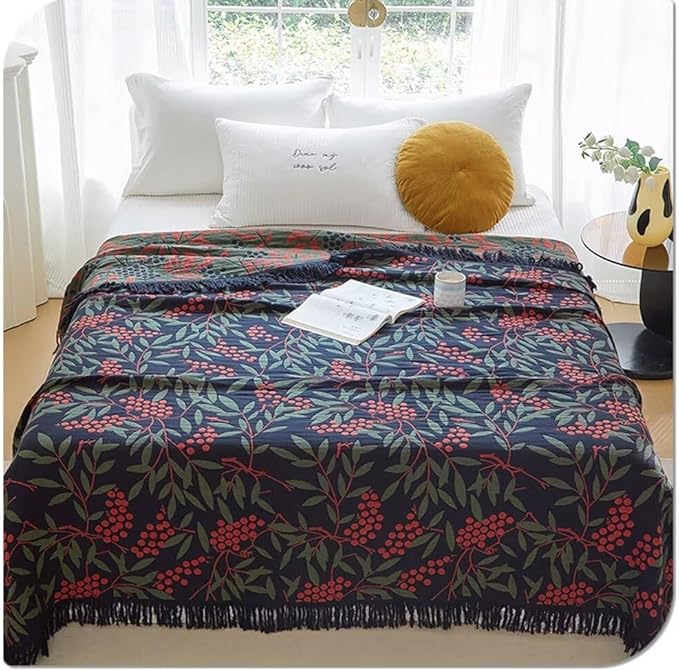 100% Cotton Throw Blankets 60"x80", Ultra Soft Lightweight Black Cotton Throw Blanket Muslin Throw Blanket Home Decor Blankets for Couch, Sofa,Beding Living Room