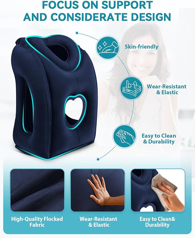 Travel Pillow,Inflatable Airplane Pillow for Sleeping Comfortably Supports Head and Chin for Airplane,Car,Bus and Office