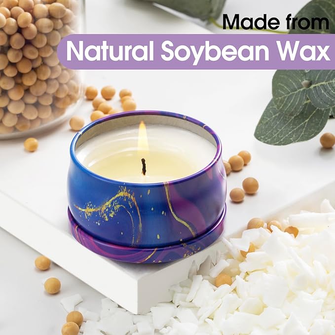 Hausware 3 Pack Scented Candles, 2.5 oz Aromatherapy Candles with Floral Scents,Soy Candles Set with 72H Burning Time,Ideal Gift for Womens(Lemon+Sage+Peony&Cherry Blossom)