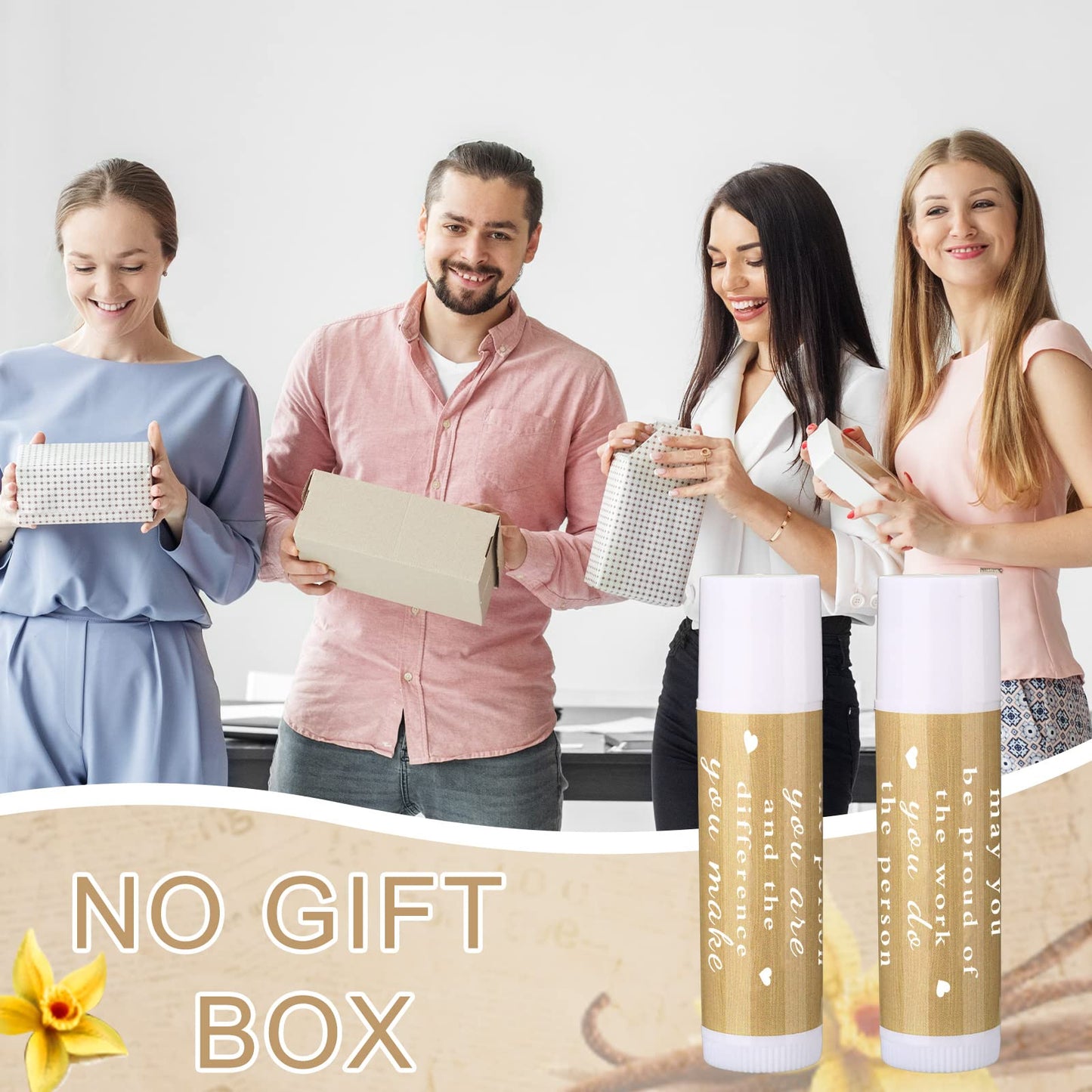 Demissle 100 Pcs Appreciation Lip Balm Gifts Bulk Thank You Inspirational Vanilla Ingredients Lips Care Products for HR Professional Appreciation Day Employee Coworker