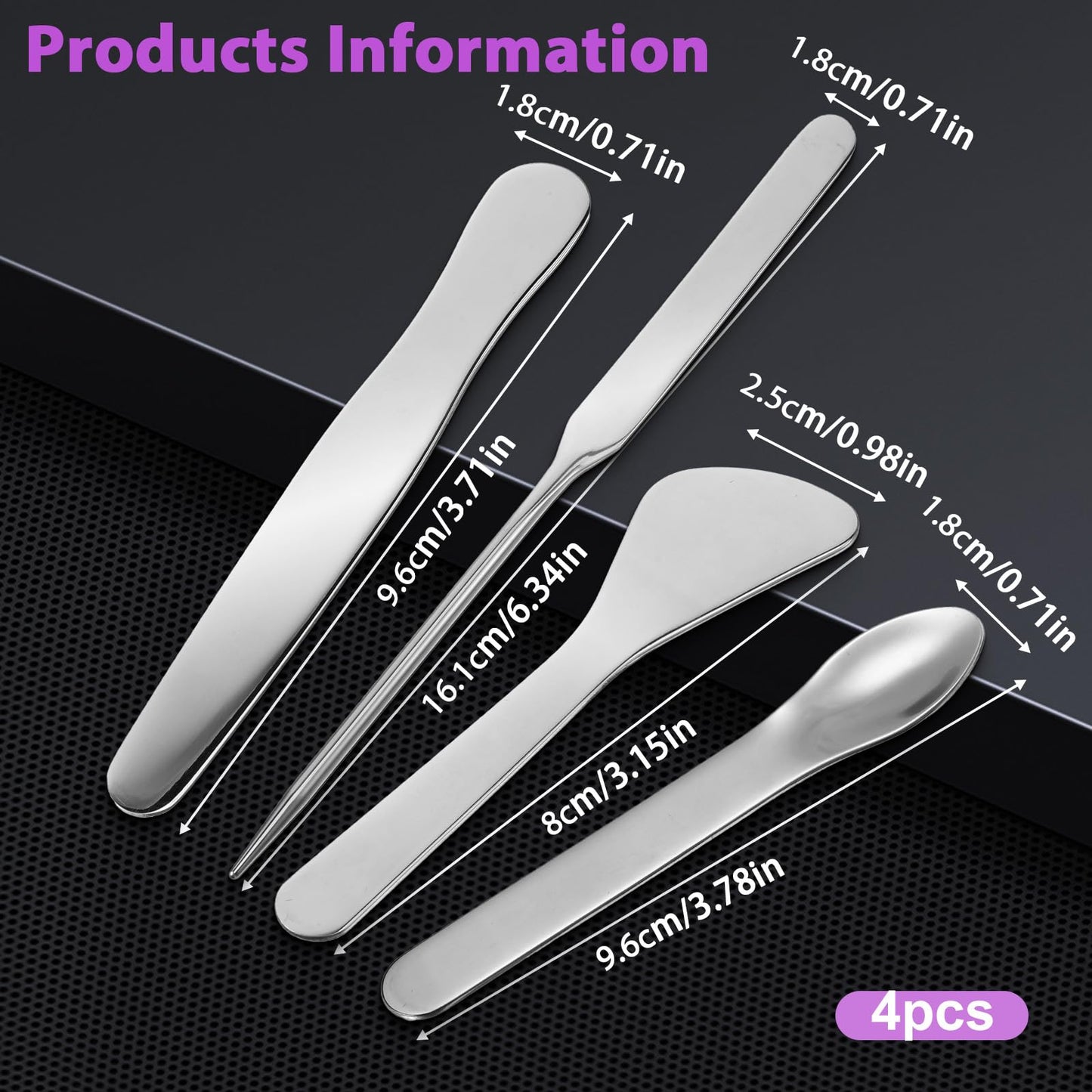 4PCS Stainless Steel Makeup Spatula Mini Metal Cosmetic Spatula Korean Skincare Spatula Multi-functional Beauty Spatula Tiny Facial Spatula Beauty Accessories for Personal Care Makeup Cosmetics Tools