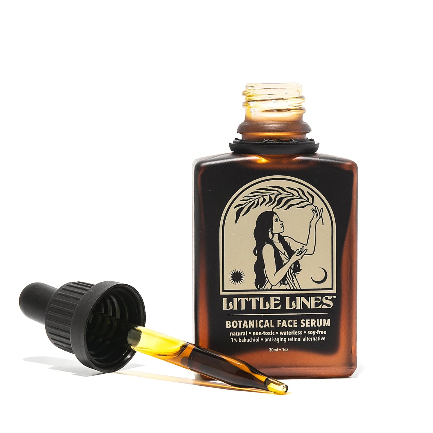 LITTLE LINES Botanical Bakuchiol Face Oil Serum | Holistic Retinol Alternative | Waterless blend of 17 botanicals | Anti-Aging Natural Skin Care For Fine Lines & Wrinkles | Hydrating & Brightening