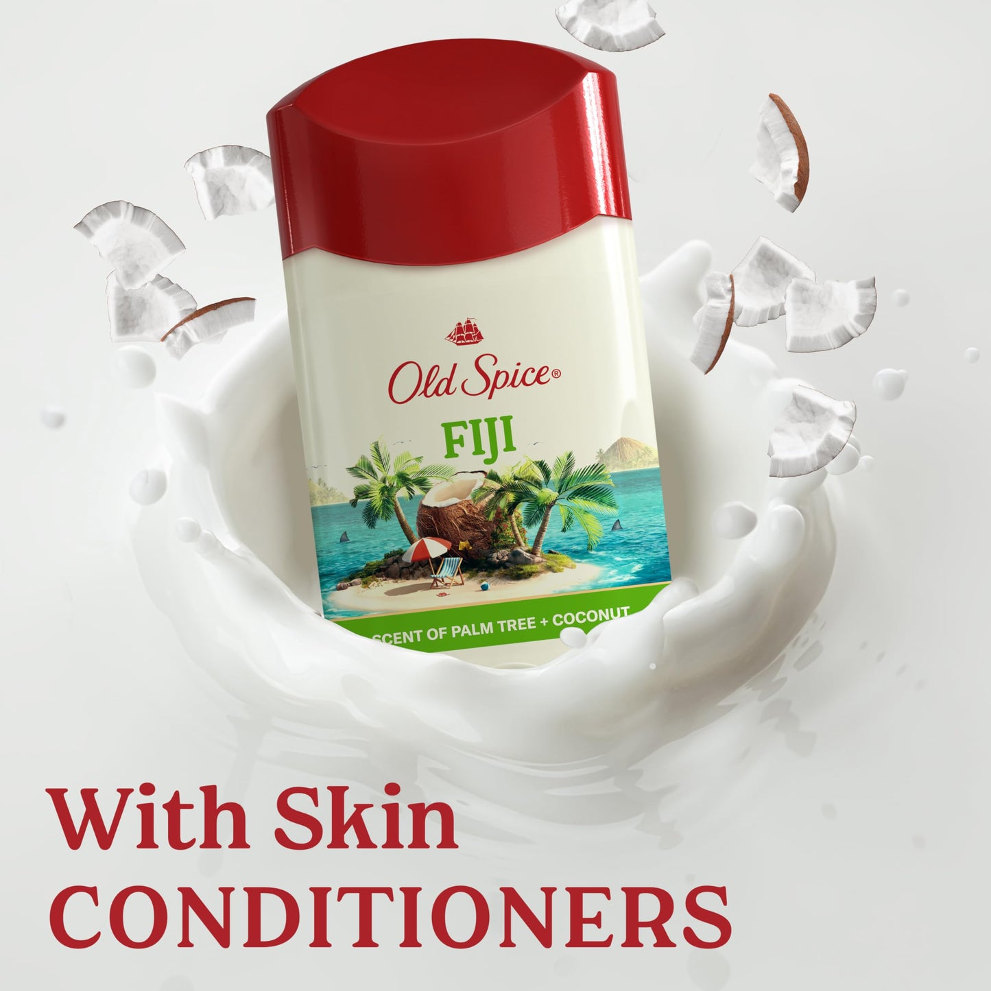 Old Spice Dry Feel Antiperspirant Deodorant for Men, 24/7 Freshness, 24/7 Sweat & Odor Protection, Gentle on Skin with Skin Conditioners, Fiji with Palm Tree + Coconut Scent, 2.6 oz (Pack of 3)