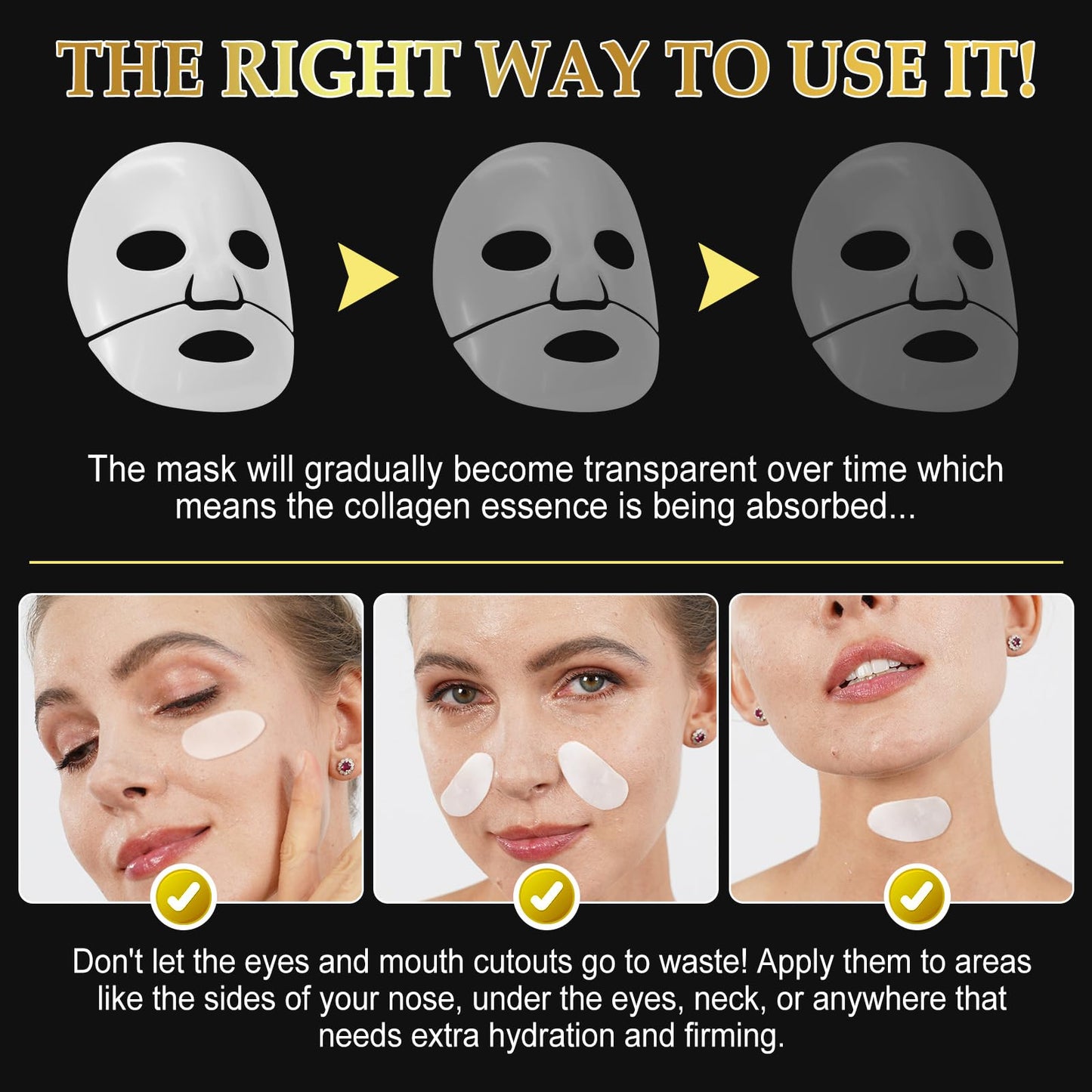 Advanced Snail Mucin Glass Glow Hydroge, Face Masks Skincare 6 EA, Collagen Face Mask, Snail Mucin Sheet Mask, Travel Essentials, Face Masks for Dry, Sensitive Skin, Korean Skin Care