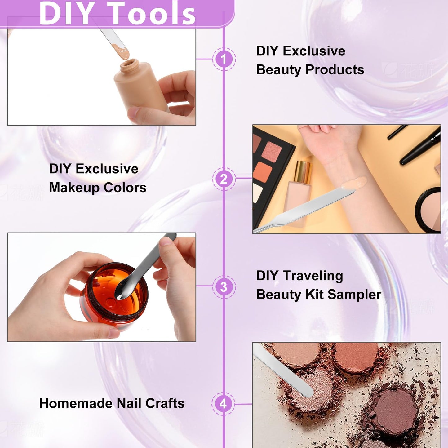 4PCS Stainless Steel Makeup Spatula Mini Metal Cosmetic Spatula Korean Skincare Spatula Multi-functional Beauty Spatula Tiny Facial Spatula Beauty Accessories for Personal Care Makeup Cosmetics Tools