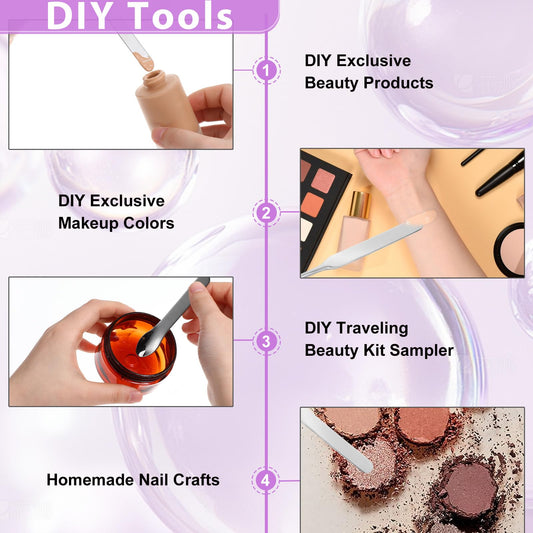 4PCS Stainless Steel Makeup Spatula Mini Metal Cosmetic Spatula Korean Skincare Spatula Multi-functional Beauty Spatula Tiny Facial Spatula Beauty Accessories for Personal Care Makeup Cosmetics Tools