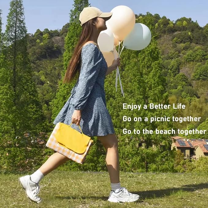 K Y KANGYUN Picnic Blanket | Beach Mat| Picnic Blankets for Indoor and Outdoor, 80" x 60" Sandproof Waterproof Larger Mats for Beach, Travel, Camping, Hiking, Park Grass,Handy Tote, Foldable.