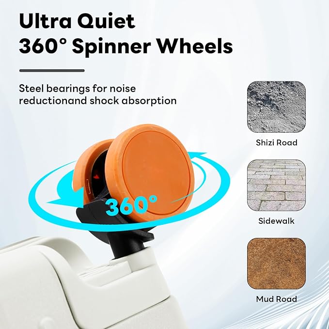 18 Inch Carry On Luggage Suitcase Locks TSA Approved Hardside Lightweight Suitcase with Cup Holder TSA Lock Carry On Luggage with USB Port Phone Holder Suitcases with 360° 8 Double Spinner Wheels