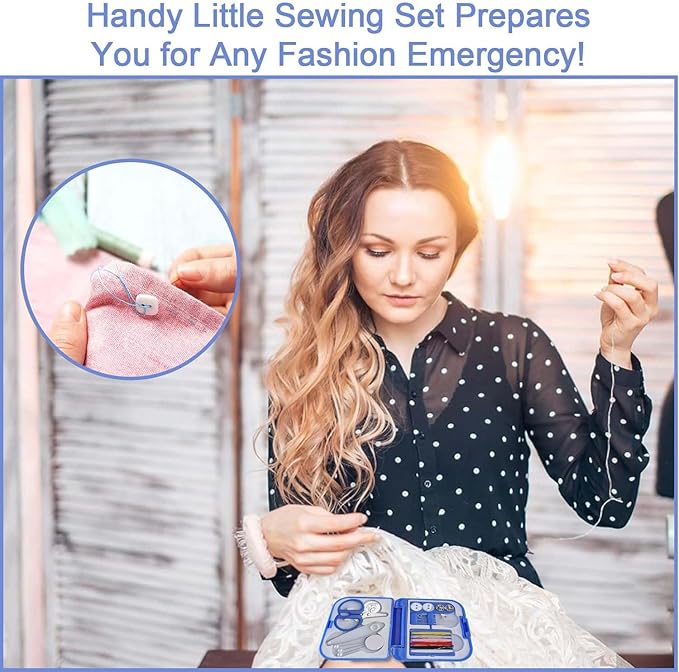 2 Pack Mini Travel Sewing Kit, Portable Sewing Kit, Emergency Sewing Kit Travel Small, Beginners DIY Sewing Thread Needle Threader Scissors Kit for Women, Mom, Traveler, Adults, Beginner