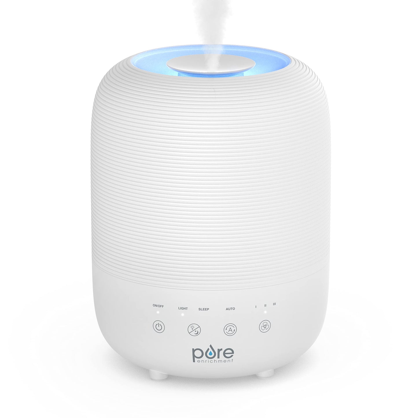 Pure Enrichment® HUME™ Sense Top Fill Humidifier – Large 3L Tank, Auto Mode Humidity Sensor, 3 Mist Settings, Optional Night Light, Optional Aromatherapy, Sleep Mode & Auto Shut-Off