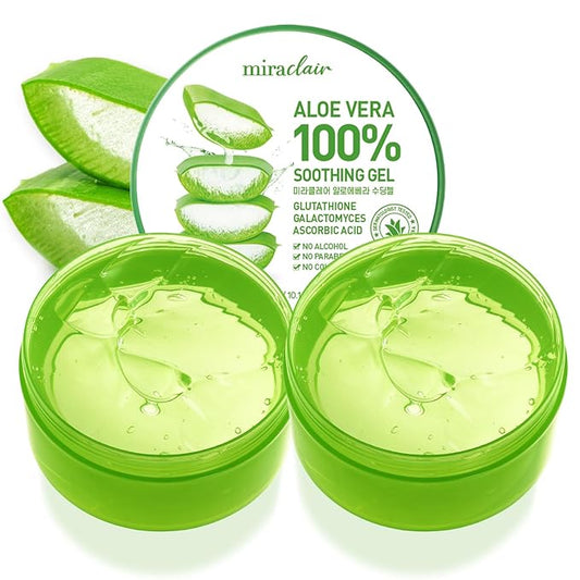 Aloe Vera Gel for Face, Skin, Hair & Sunburn Relief, Made with 100% Pure Aloe Gel for All Skin Types. Made in Korea. 300ml (10.1fl.oz) (2)