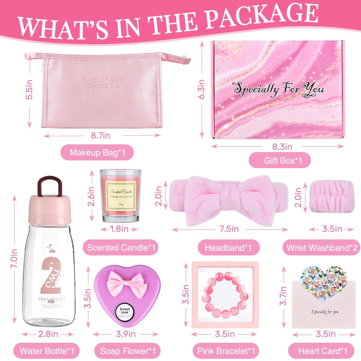 Gift Set for Women,Pink Gift Box Basket,Unique Gifts for Women Her ,Sisters,Daughter,Mom,Girlfirend,Wife,Coworker,Best Friend Birthday Gifts,Teen Girl Gifts,Mother Day Gifts,Personalized Gifts