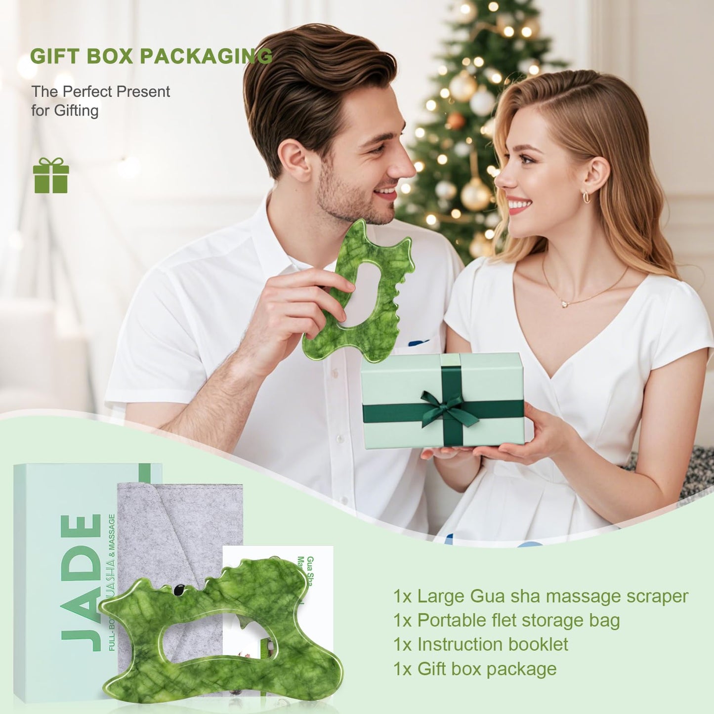 airogym 6-in-1 Jade Body Gua Sha Body Tools - Lymphatic Drainage Tool, Body Sculpting Tool & Acupressure Tool - Body Guasha, Trigger Point Massage Tool for Fascia Massage and Cellulite