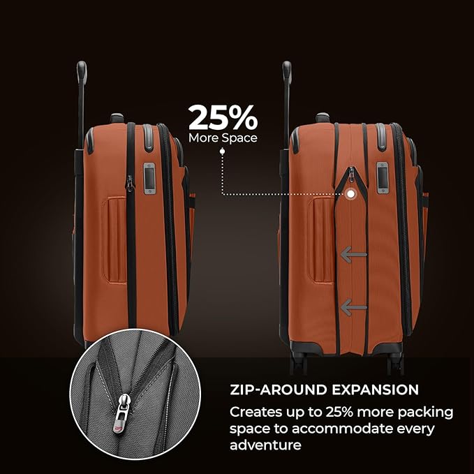 Briggs & Riley Domestic 22" Carry On Expandable Spinner - Luggage for Travel, Suitcases with Wheels, Softside Rolling Bag for Men & Women - ZDX Collection, Canyon