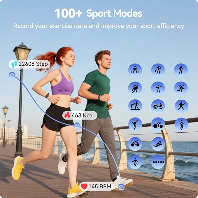 Anyloop AMOLED Fitness Tracker Watch with 24/7 Heart Rate/SpO2/Sleep Monitor, IP68 Waterproof Smart Watch, Step Calorie Counter Pedometer Swimming Health Activity Trackers & SmartWatches for Men Women