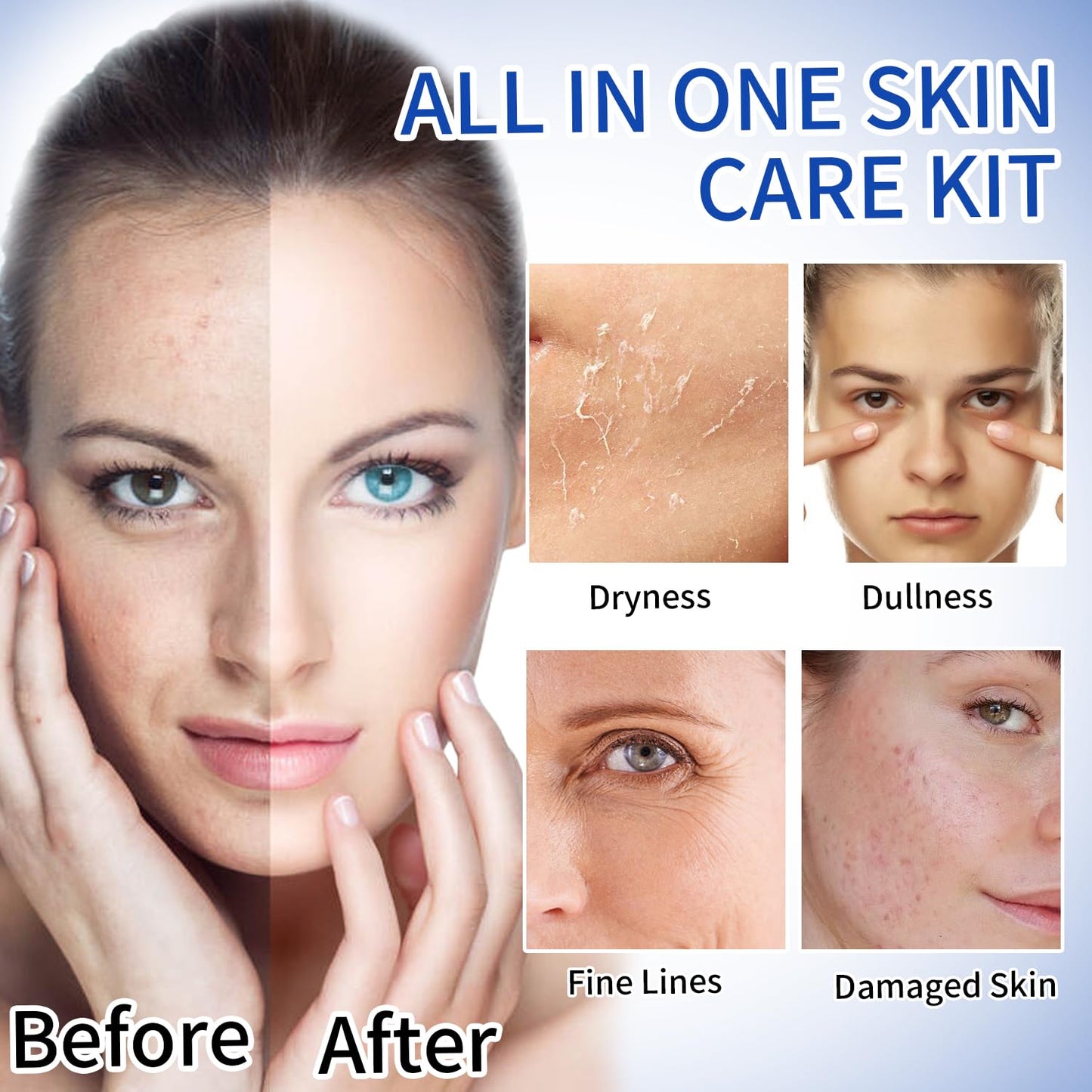 Skin Care Set, Collagen Retinol Rejuvenating Kit, Mini Travel Essentials, Travel Size Skin Set with Facial Cleanser, Toner, Serum, Cream, Lightweight, Hydrating, Travel-Friendly Skincare Set