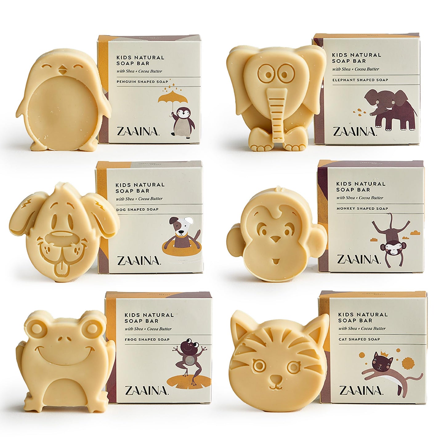 ZAAINA Kids Soap Bar (Set of 6) – Unique Natural Animal Shaped Soaps for Children – Gentle Bath Soap for Sensitive Skin – Fun Gift for Kids – Birthday, Bath Time – Handmade in USA