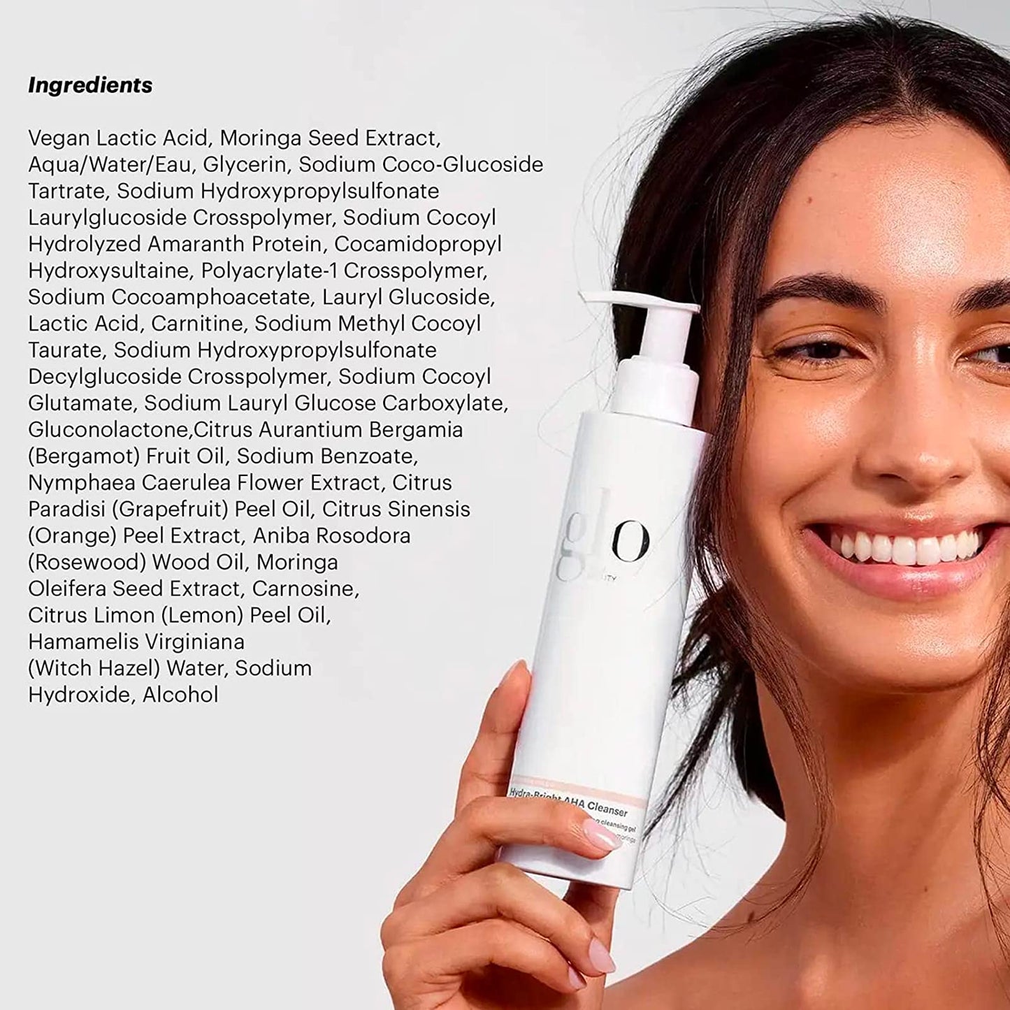 Glo Skin Beauty Hydra-Bright AHA Cleanser, Travel Size - Foaming Gel Cleanser Removes Makeup, Gently Exfoliates, Hydrates and Brightens Skin (2 Fl Oz)