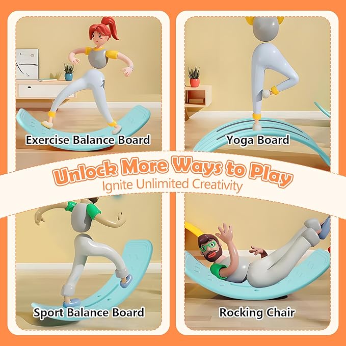 Balance Board Kids with Bouncy Ball, Wobble Balance Board for Balance & Courage Building, Sensory Integration Training, Ideal Toy for Kids Aged 3+