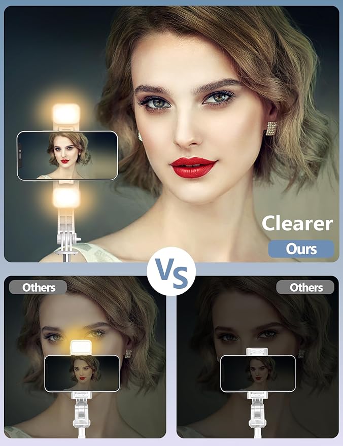 45'' Selfie Stick with Light, Travel Tripod Essentials with Wireless Remote, Portable Cell Phone Tripod Stand, Beach Cruise Ship Essentials for Family, Compatible with 4-7.2" All Smartphone