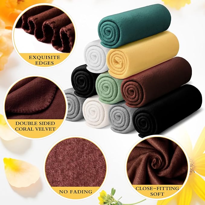 Kinlop 40 Packs Fleece Blanket Bulk 60 x 50 Inch Soft Lightweight Fleece Cozy Blanket Warm Throw Plush Pet Throw for Bed Couch Sofa Home Office Wedding Gifts Travel Camping (Delicate Color)