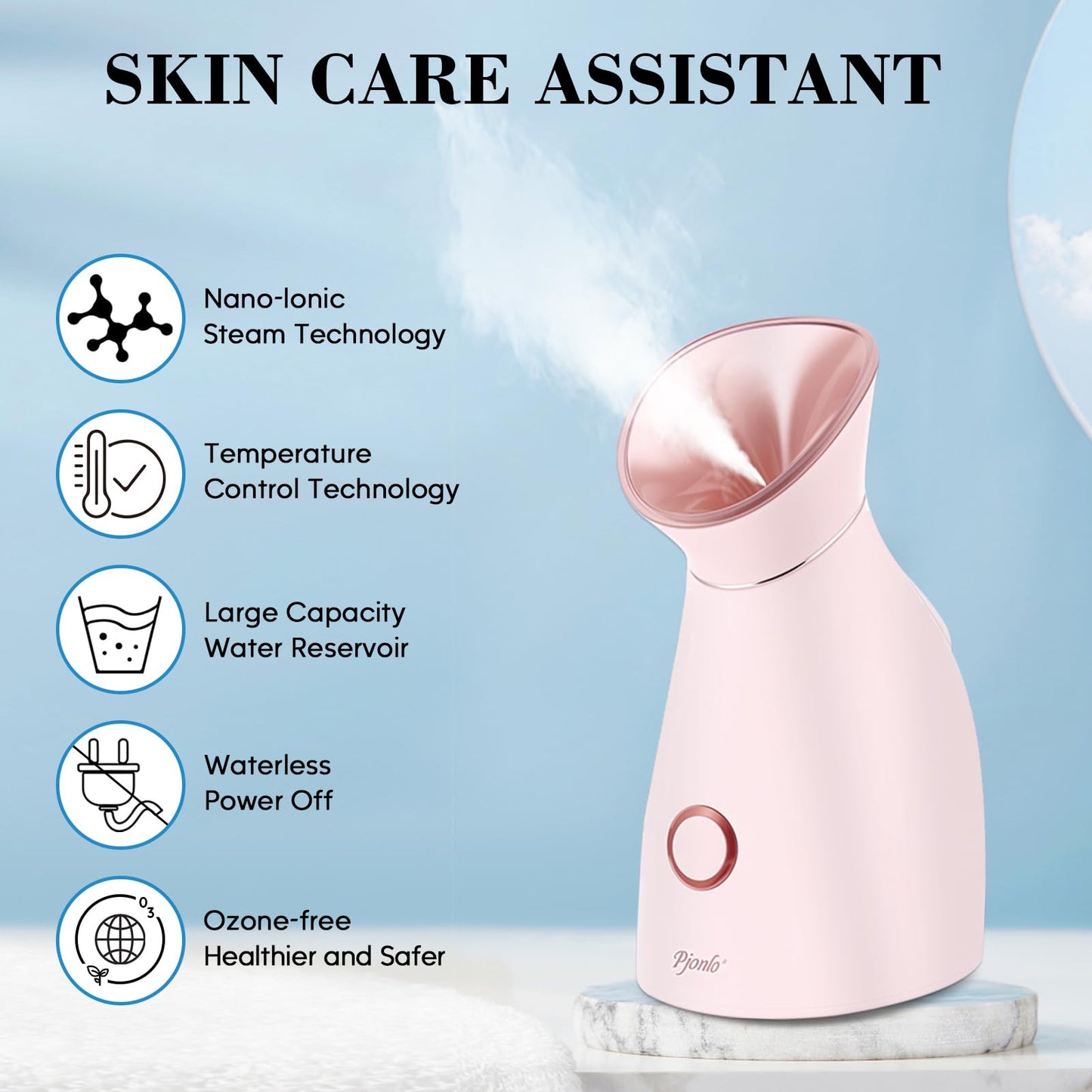 Pjordo Facial Steamer Spa Kit, 12 Skin Care Tools & 5 Jelly Mask Powder, Nano Ionic Steamer for Facial Deep Cleaning Unclog Pores Sinuses, Warm Mist Humidifier for Home SPA, Self Care Gifts for Women