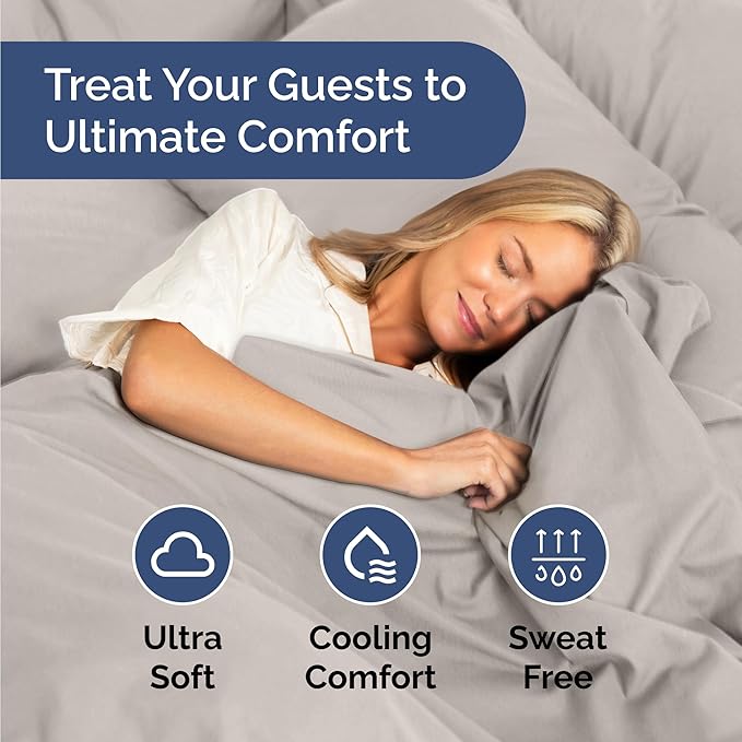 Bulk Case Pack of 12 Sheet Sets - (12) Complete Sheet Sets - Bulk Queen Bedding - Wholesale Case Pack for Hotels, Spa & Airbnbs - Deep Pocket & Wrinkle Free - Cooling & Breathable - Queen, Light Grey