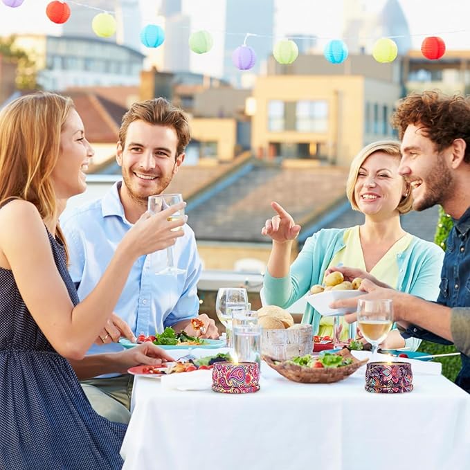 Scented Candles Gift Set for Christmas Thanksgiving, 3 Packs Natural Soy Wax Portable Travel Tin Candle, Bohemia Aromatherapy Gift Basket for Friends Classmates Colleagues