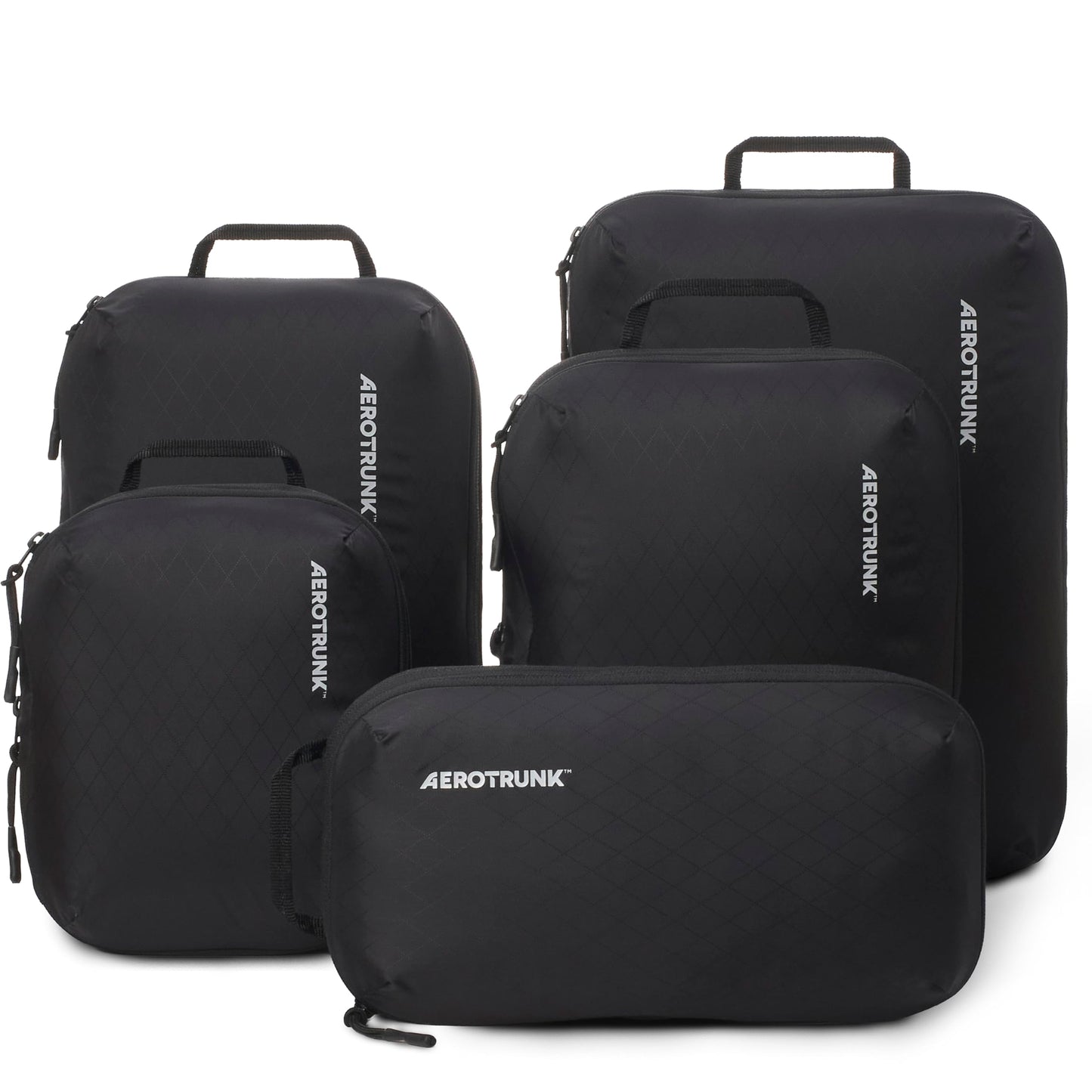 Aerotrunk Ultralight Compression Packing Cubes - Lightweight Travel Organizers for Suitcases and Luggage (6-Pack, Black)