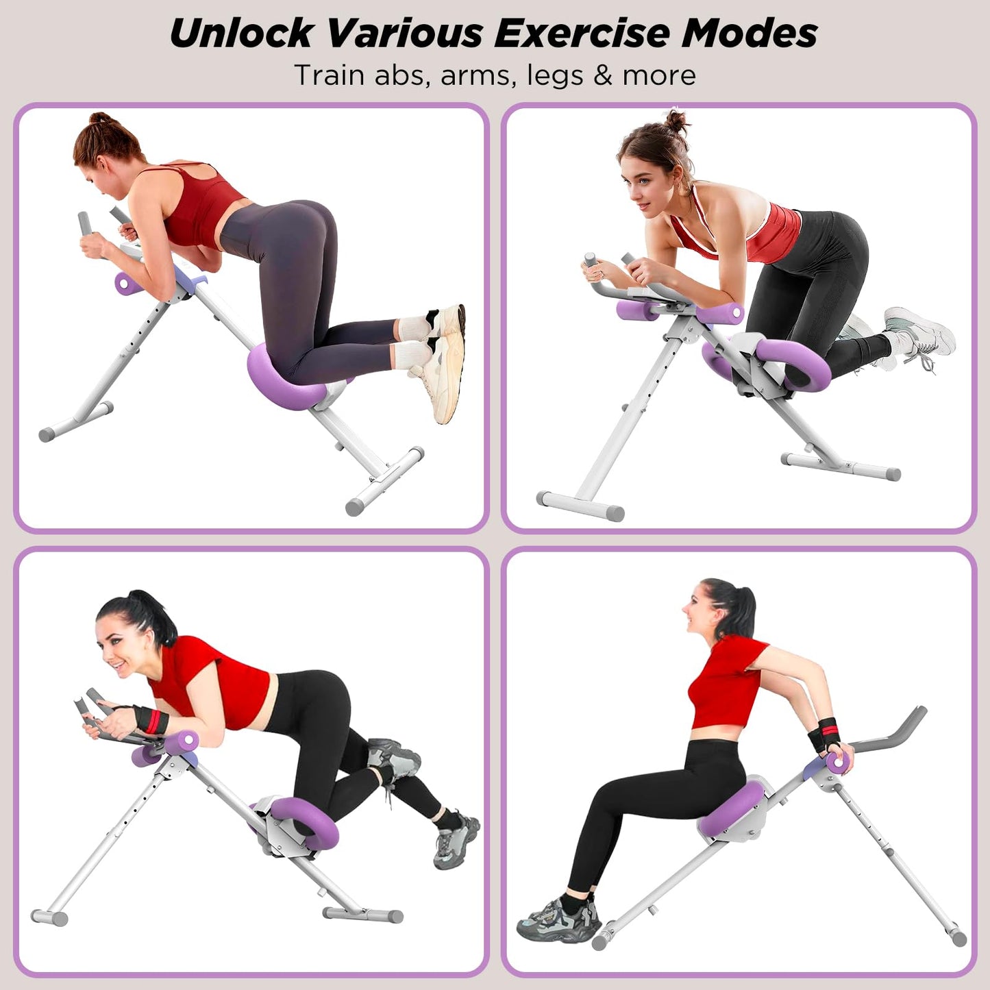 Ab Machine, Adjustable Ab Workout Equipment, Ab ＆ Sit Up Machine for Stomach Workout,Foldable Abdominal Trainer With Knee Protection Full Body Workout for Home Gym 440 LBS