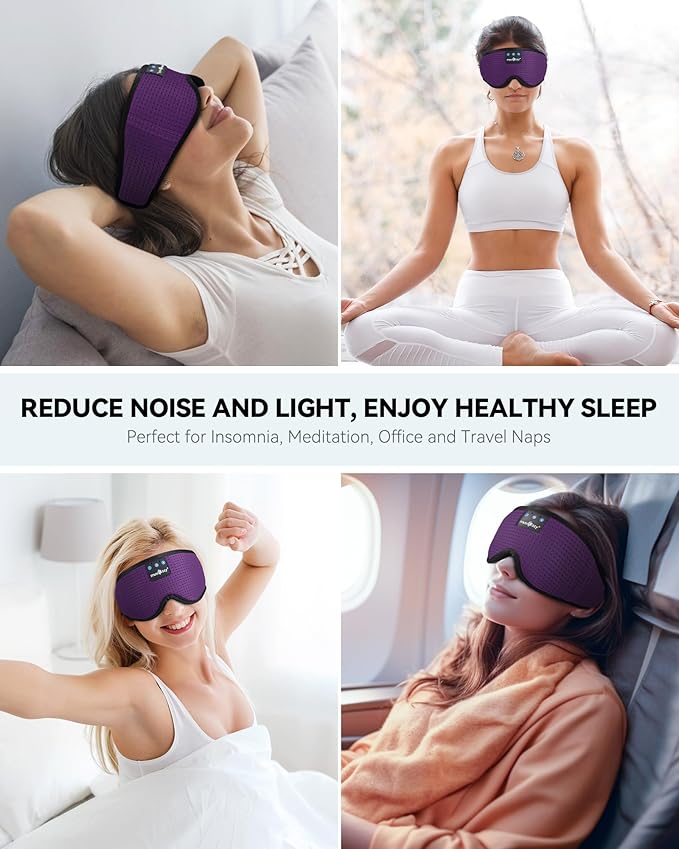 MUSICOZY Sleep Headphones Bluetooth Sleep Eye Mask for Sleeping Wireless Music Sleeping Headphones Headband Eye Mask Sleep Earbuds for Side Sleepers Men Women with Speakers Cool Tech Gadgets