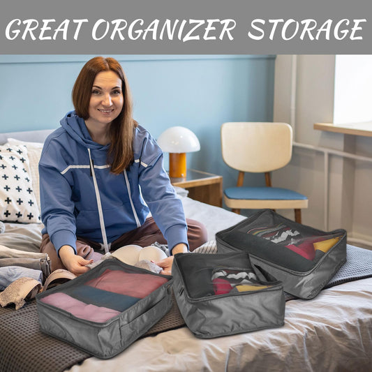 Silkfly 12 Pcs Packing Cubes for Suitcase Travel Luggage Bags Bulk Mesh Organizer Set for Hiking Camping Backpacking Clothes Accessories(Gray)